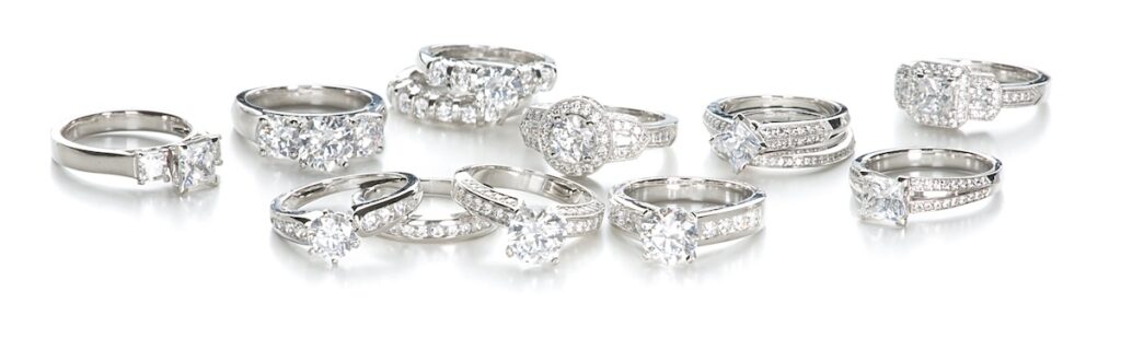 Kp gems row of diamond engagement rings