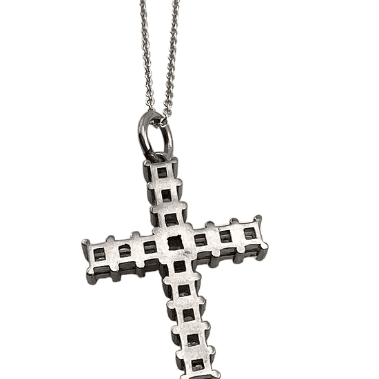 Diamond cross necklace back