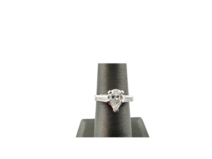 Kp gems gia pear shaped diamond platinum ring