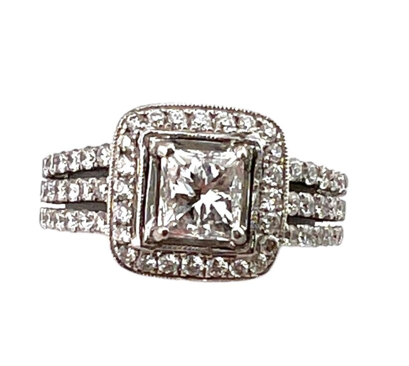 Kp gems gia certified 1 00 carat princess cut diamond 18k halo ring