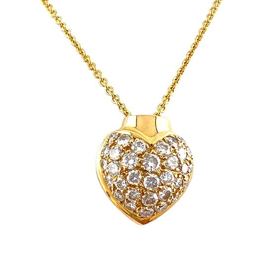 Kp gems yellow gold puffed heart with diamonds