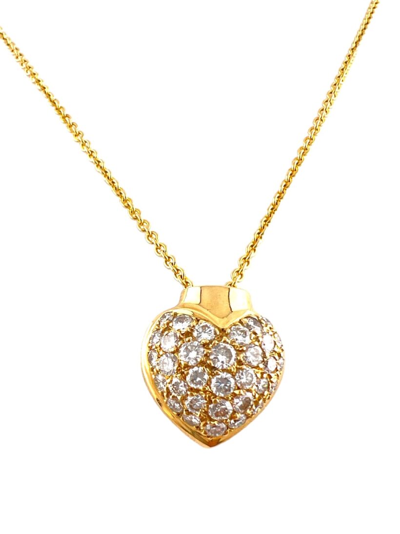 Kp gems yellow gold puffed heart with diamonds