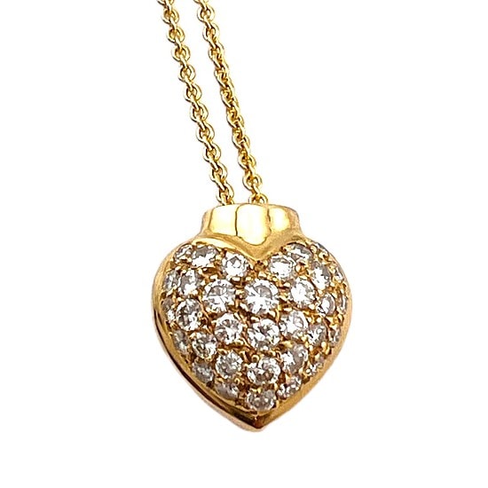 KP Gems Yellow Gold Puffed Heart with Diamonds b