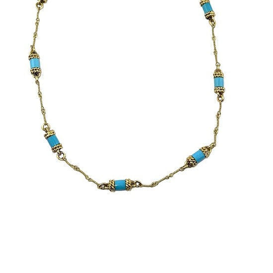 KP Gems Turquoise and 18k Yellow Gold Necklace c