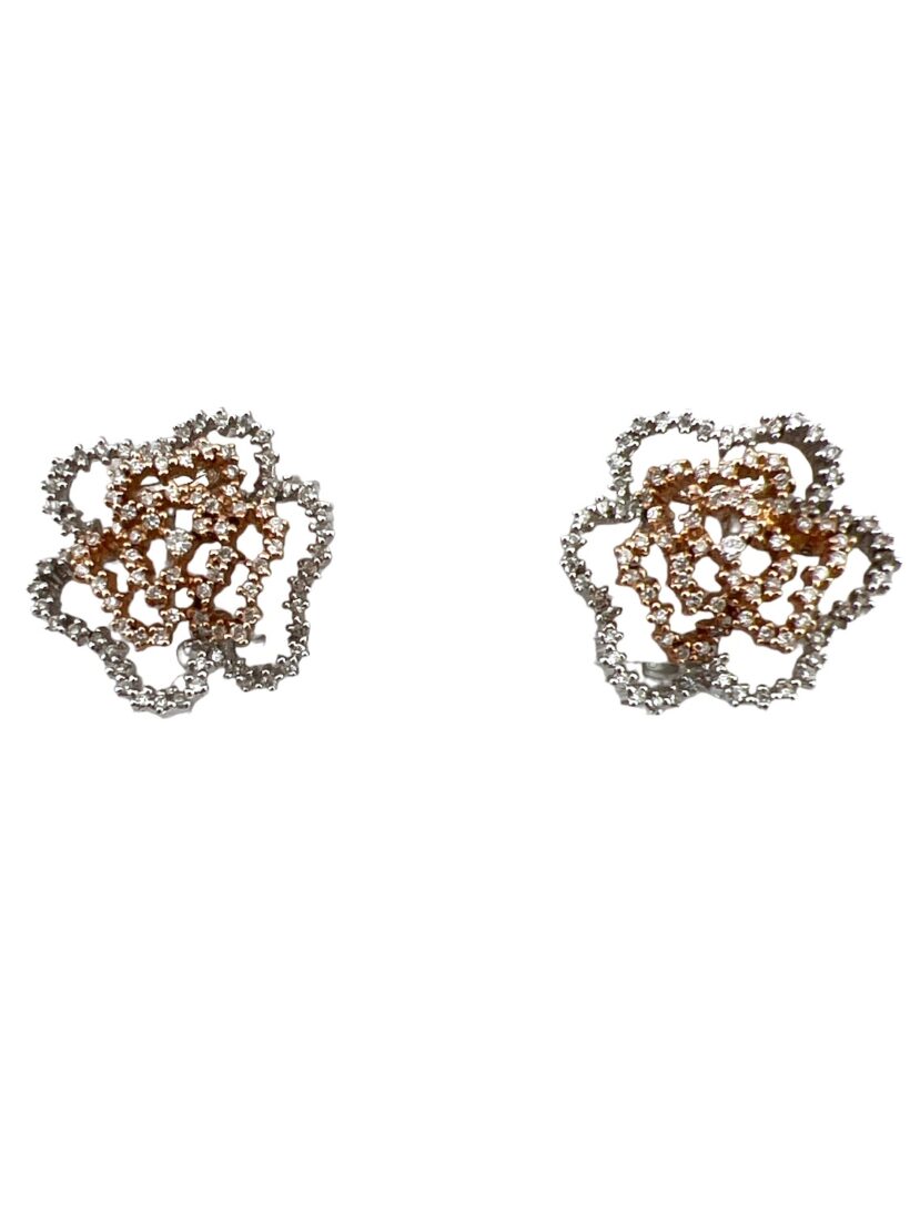 Kp gems gold and diamond flower earrings
