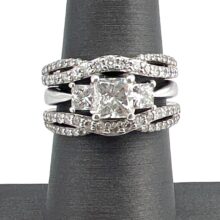 Kp gems leo cut diamond engagement ring with guard ring