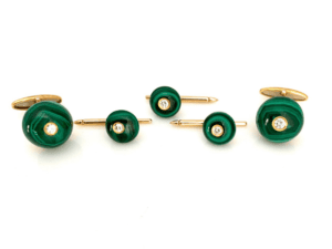 KP Gems Malachite and Diamond Cufflinks