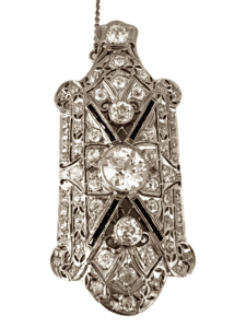 KP Gems Art Deco Pendant with 14k Chain