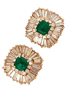 KP Gems Emerald and Diamond Earrings