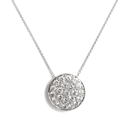 KP Gems Large Pave Diamond Disk Necklace