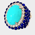 Kp gems turquoise diamond lapis ring