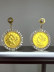24k 2.5 dollar gold coin earrings