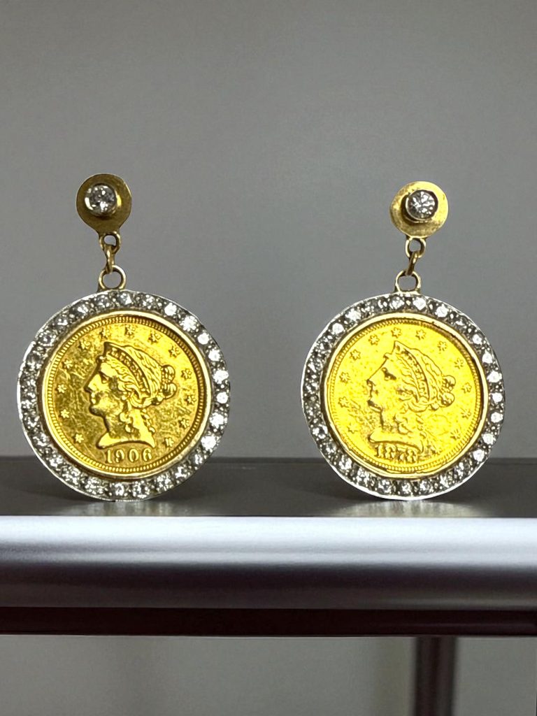 24k 2.5 dollar gold coin earrings