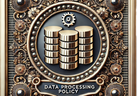 Detailed image of a data processing policy icon featuring gold coins, gears, and floral mechanical elements, symbolizing jewelry valuation and secure transactions at KP Gems.