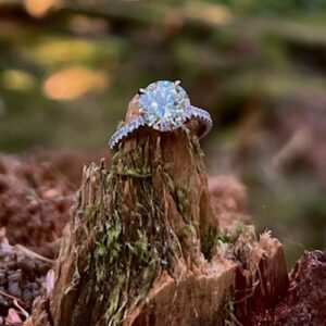 Engagement Ring on a wood stump