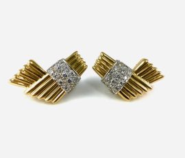 1970s Gold and Diamond Earrings Earrings