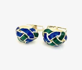 Blue & Green Enamel Cuff Links Mens Jewelry