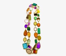 Stunning and Colorful 18K Semi-Precious Stones Necklace Necklaces