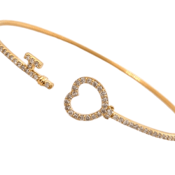 18k flexible gold heart and key bangle bracelet Bracelets