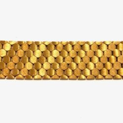 This luxurious gold bracelet features a detailed honeycomb pattern, perfect for adding a touch of sophistication and style to any jewelry collection. Ideal for those seeking unique and high-quality estate jewelry pieces. Bracelets