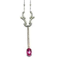 Art Deco Platinum Diamond Ruby Pendant Art Deco Platinum Diamond Ruby Pendant