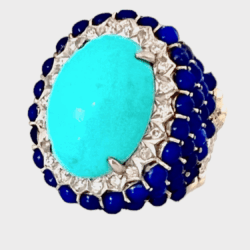 Turquoise Diamond Lapis Ring Rings