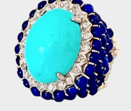 Turquoise Diamond Lapis Ring Rings