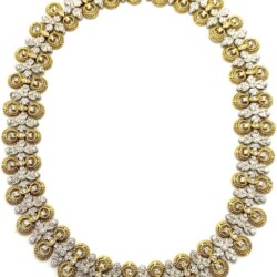 18k Yellow Gold Necklace with Diamonds Set in White Gold Necklaces